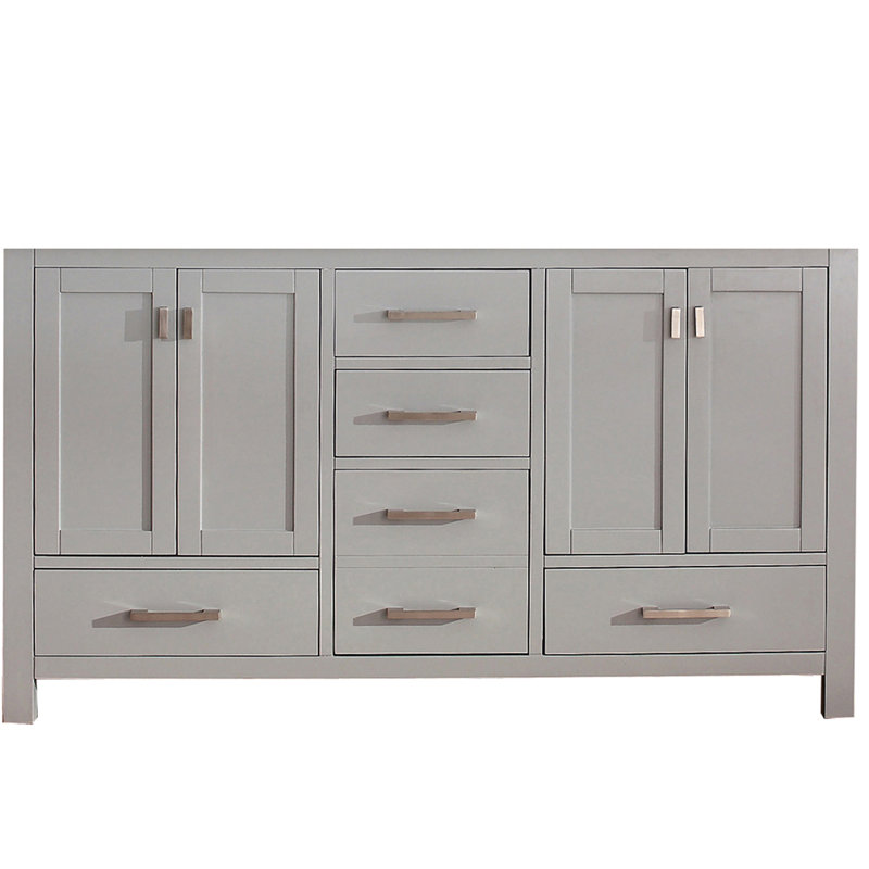 Modero 60'' W Double Bathroom Vanity Base, Chilled Gray