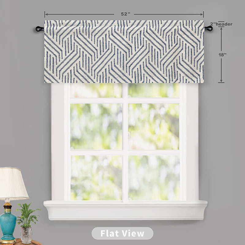 Navy and White Linen Blend Striped Window Valance, 52" x 18"