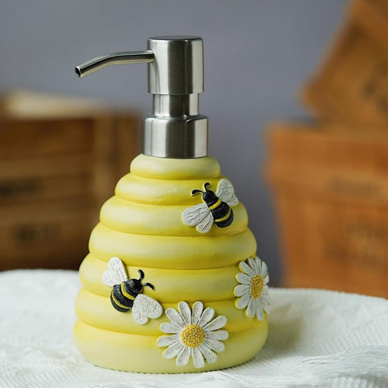 Distributeur de savon Bee bouteille en résine rechargeable avec pompe 10 oz