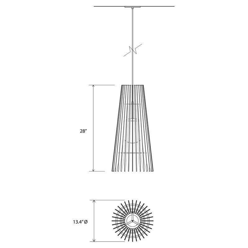 Lex 1 - Light LED Pendant, White, White Washed Oak, 28" H x 13.4" W x 13.4" D