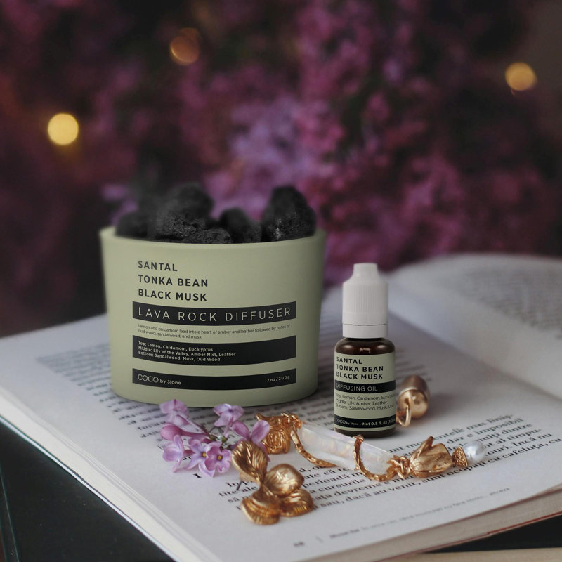 Huile diffusante, Santal / fève Tonka / musc noir