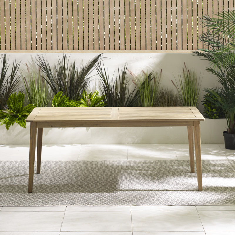 Ronja Solid Wooden Garden Outdoor Table Set With Wicker Dining Chairs - Modern Boho Style, 4