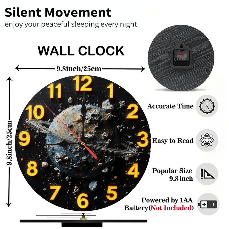 Space Planet Clock Wall Decor