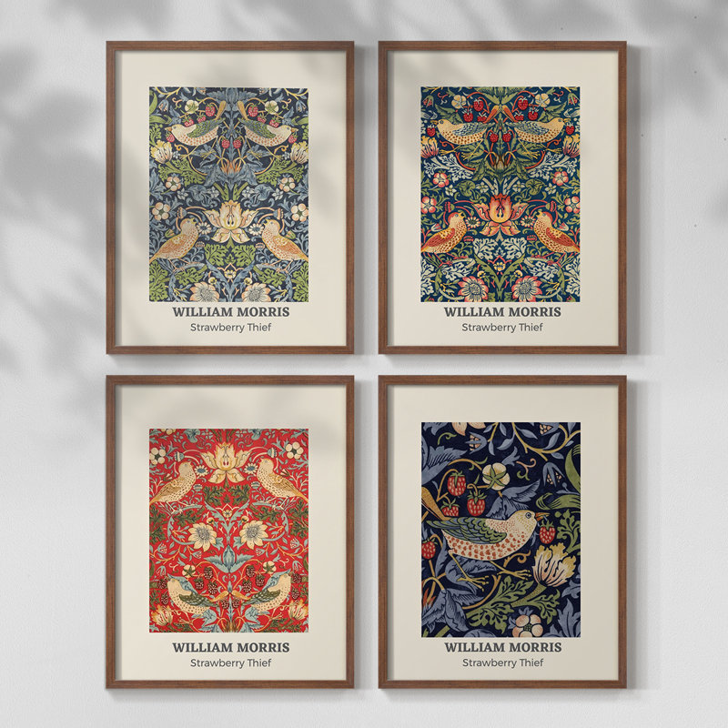 William Morris XIV Framed Print - Set of 4, Walnut, 14" H x 44" W