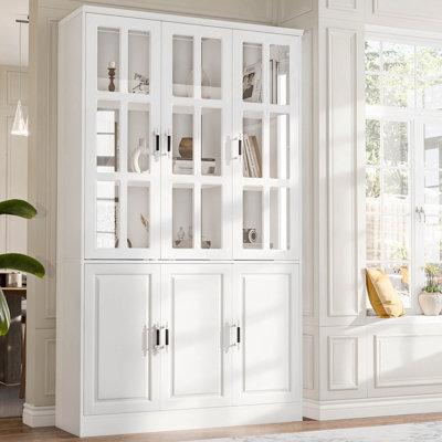 78.7" Tall Pantry Cabinet, Kitchen Pantry Storage Cabinet With Glass Doors & Drawers, Freestanding Utility Pantry Cabinet, Large Food Pantry Cabinet C by MEISSALIVVE
