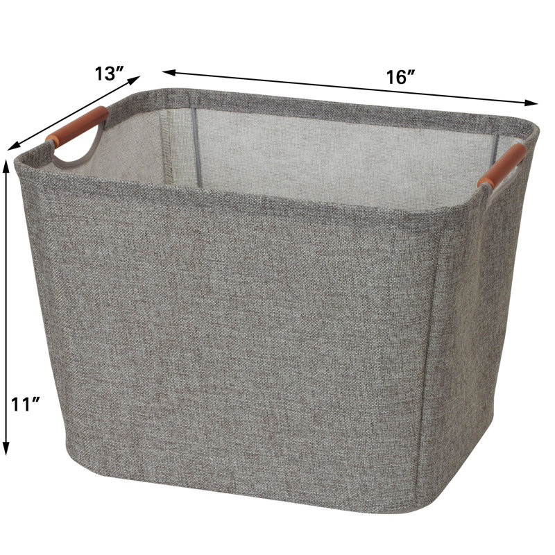 Bac de rangement effilé en tissu, H 11 po x l 16 po x p 13 po, gris
