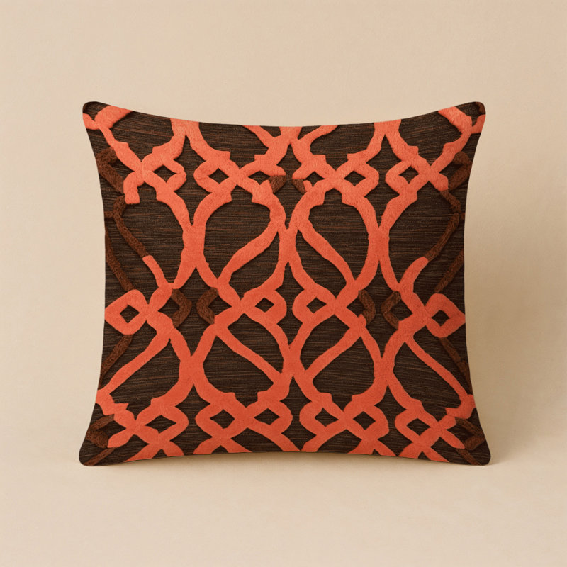 Coussin décoratif intérieur et extérieur brun Trellis, Carré 16 po, Treillis brun 138