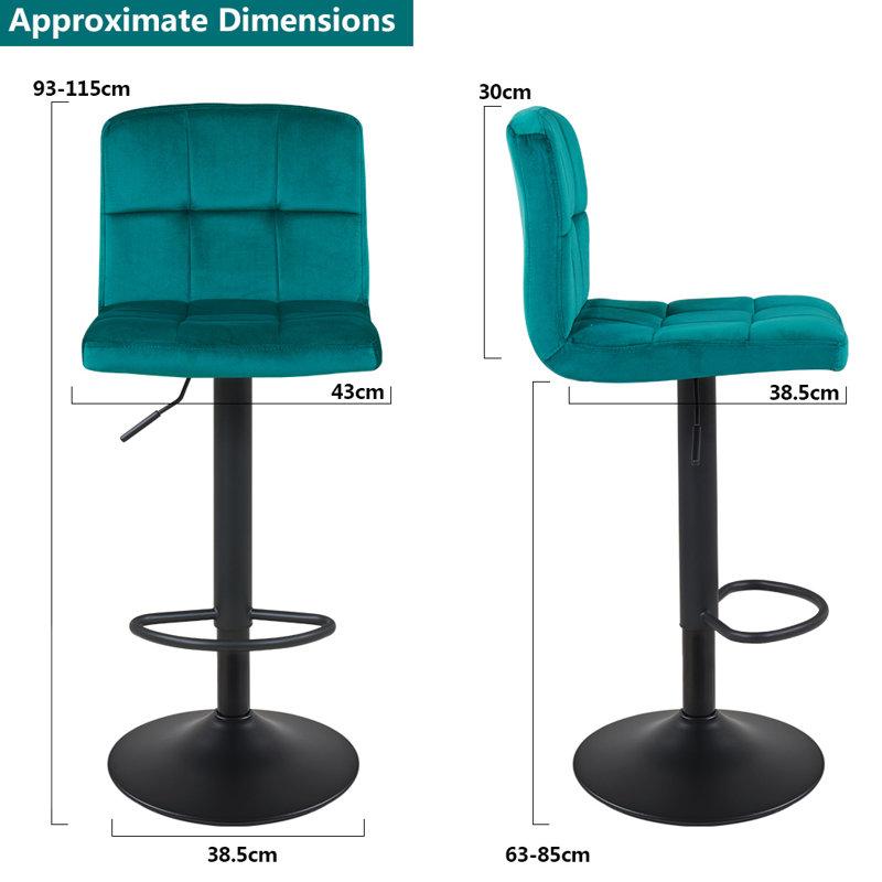Clinger Height Adjustable Swivel Bar Stool, Teal
