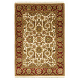 Trinity Hand-Knotted High-Quality Ivory and Red Area Rug