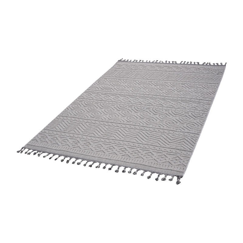 Collection White /Geometric Indoor/Outdoor Area Rug, Rectangle 5'3" x 7'6"