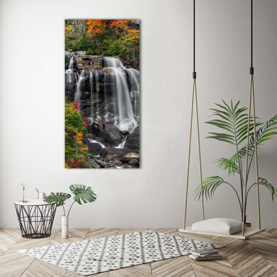 Waterfall In Autumn - Wrapped Canvas Print