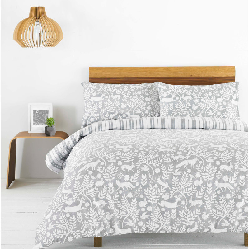 Southbridge Brushed Cotton Duvet Cover Set, Double - 2 Standard Pillowcases, Grey