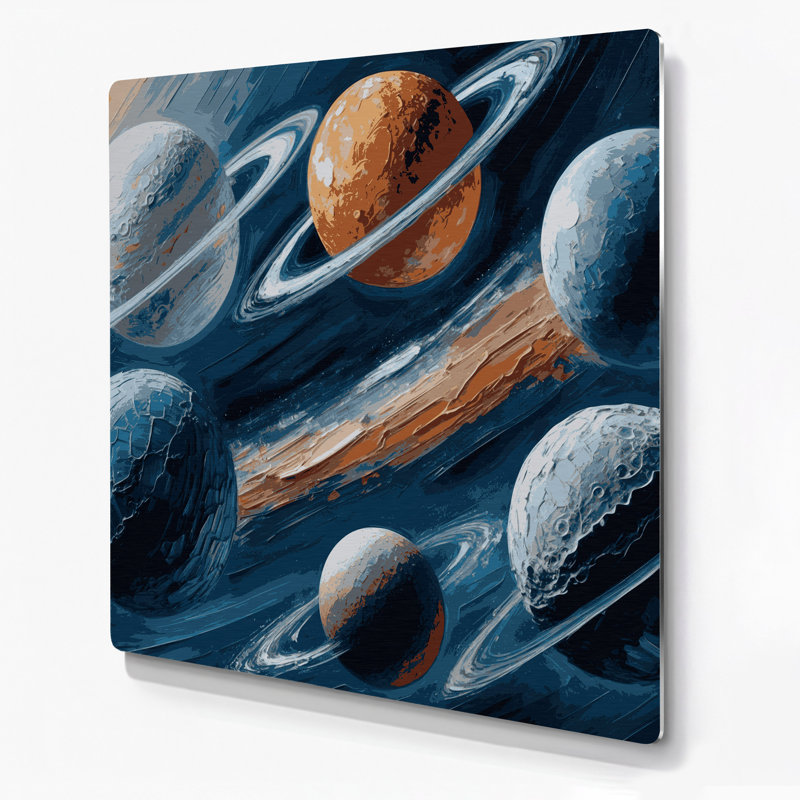 Art mural gris sur métal Space Jupiters, H 12 po x l 12 po
