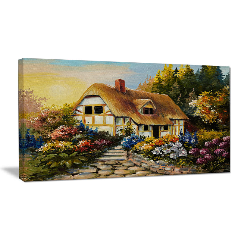 Peinture à la maison de fée Cityscape, H 16 po x l 32 po x P 1 po, Toile tendue