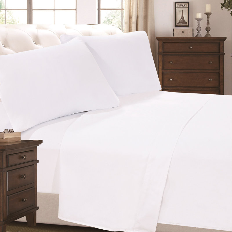 Microfiber Sheet Set, White, Full Sheet Set with Fitted Sheet and 4 Pillowcases