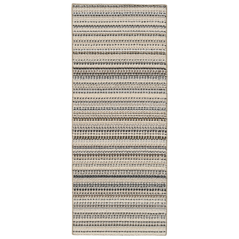 Tapis touffeté à rayures rectangulaire beige Kandace, Tapis de couloir 2 pi x 5 pi
