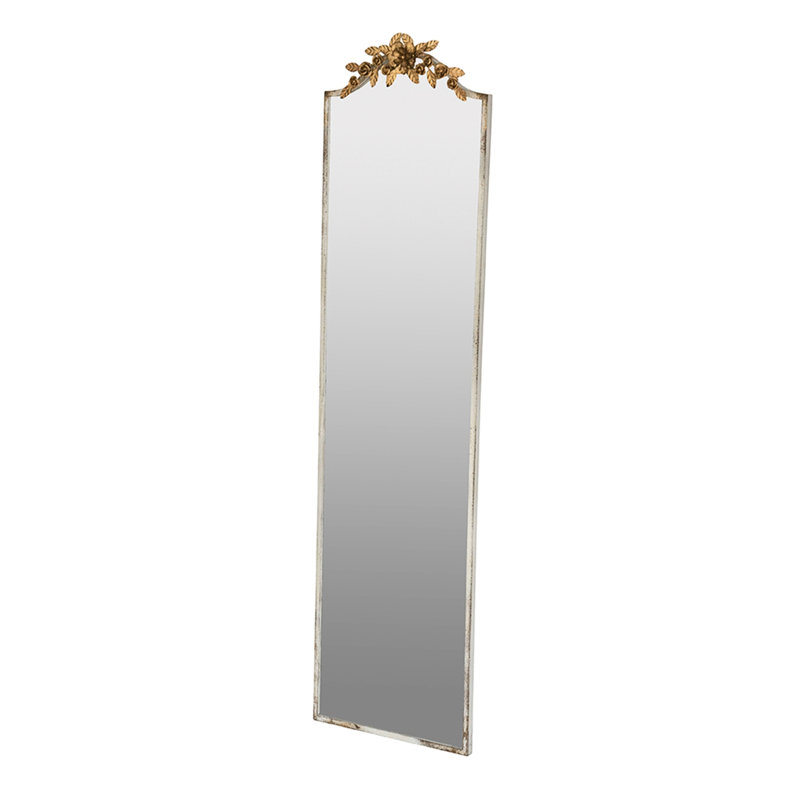 Miroir complet fascinant avec rebord et couronne florale dorée élégante