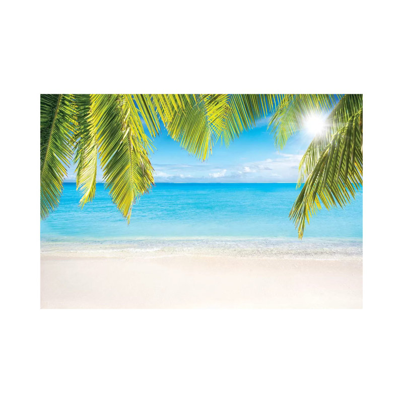 Sunny Beach With Palm Branches by Jan Becke - Wrapped Canvas Gallery-Wrapped Canvas Giclée, 66.04cm H x 101.6cm W