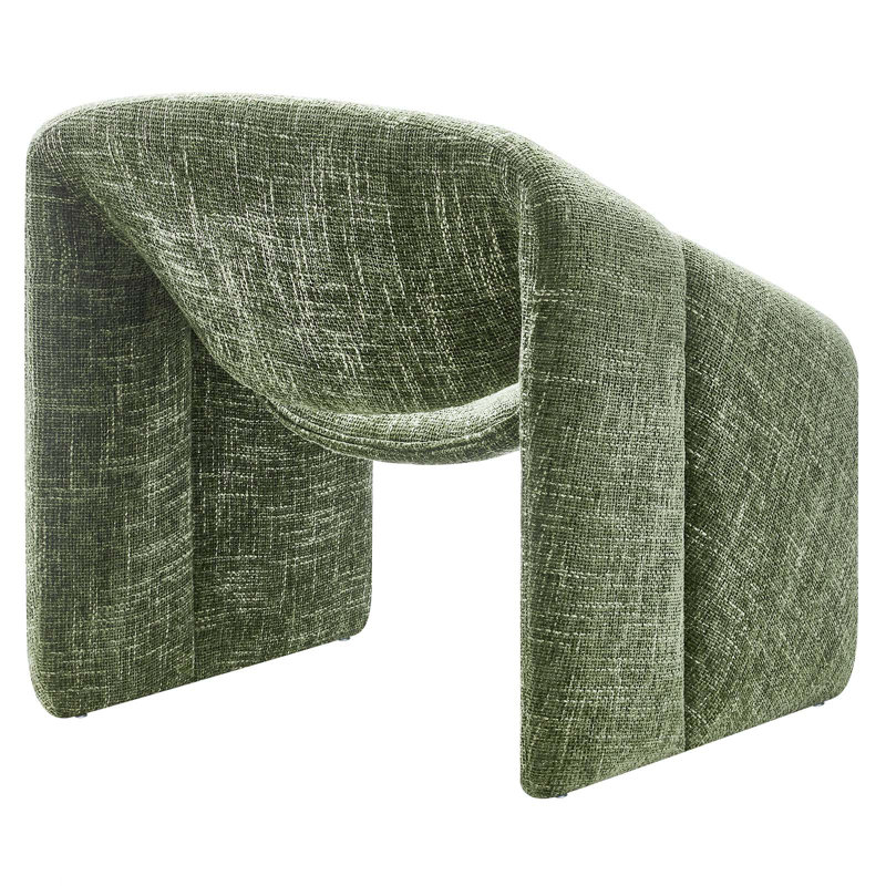 Basil Green Faux Leather Barrel Accent Chair with Metal Frame
