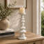 Porte-bougie de table, formes géométriques empilées, résine blanche 18 po