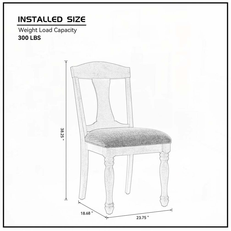 Wooden Frame Upholstered Dining Chairs set of 2, White Oak
