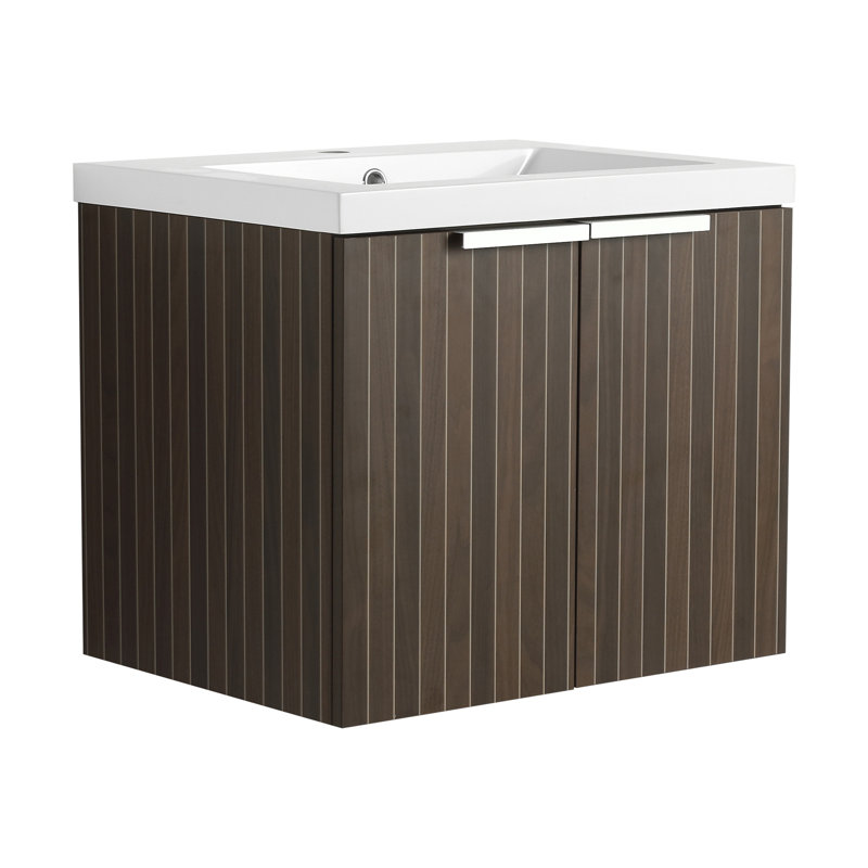 Meuble-lavabo mural chic avec rangement supérieur et lavabo contemporain