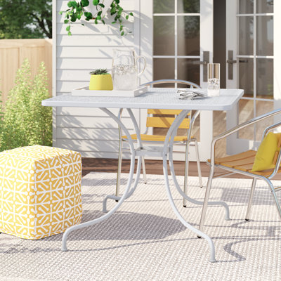 Table de patio carrée intérieure / extérieure en acier de qualité commerciale avec trou pour parasol 35,5 po