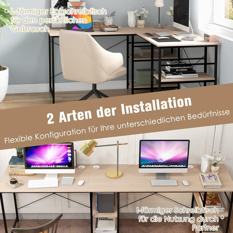 Prabh Metal Base Desk, Grey/Brown/Blue