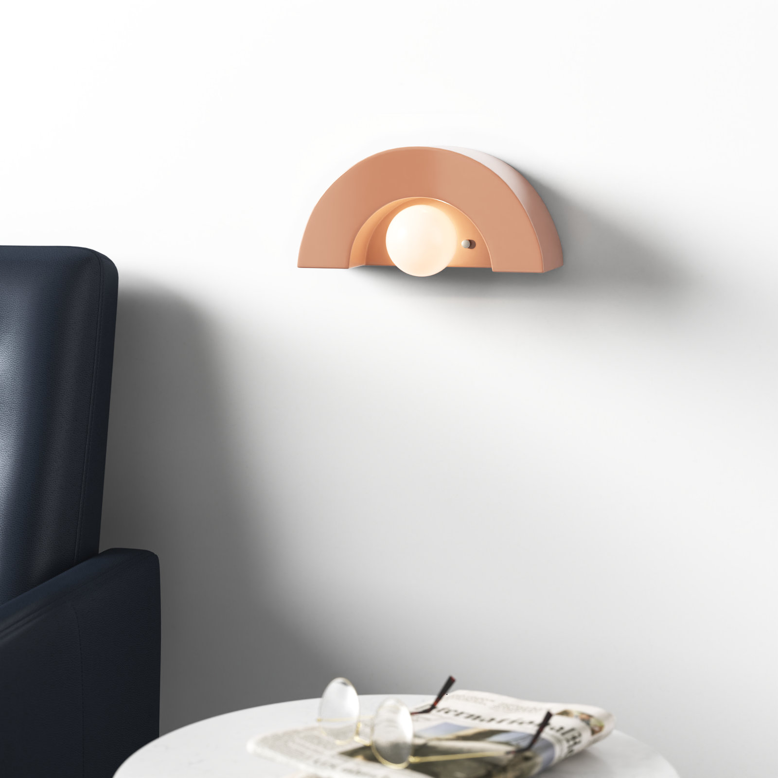Payam Single Light Dimmable Demilune Sconce, Gloss Blush
