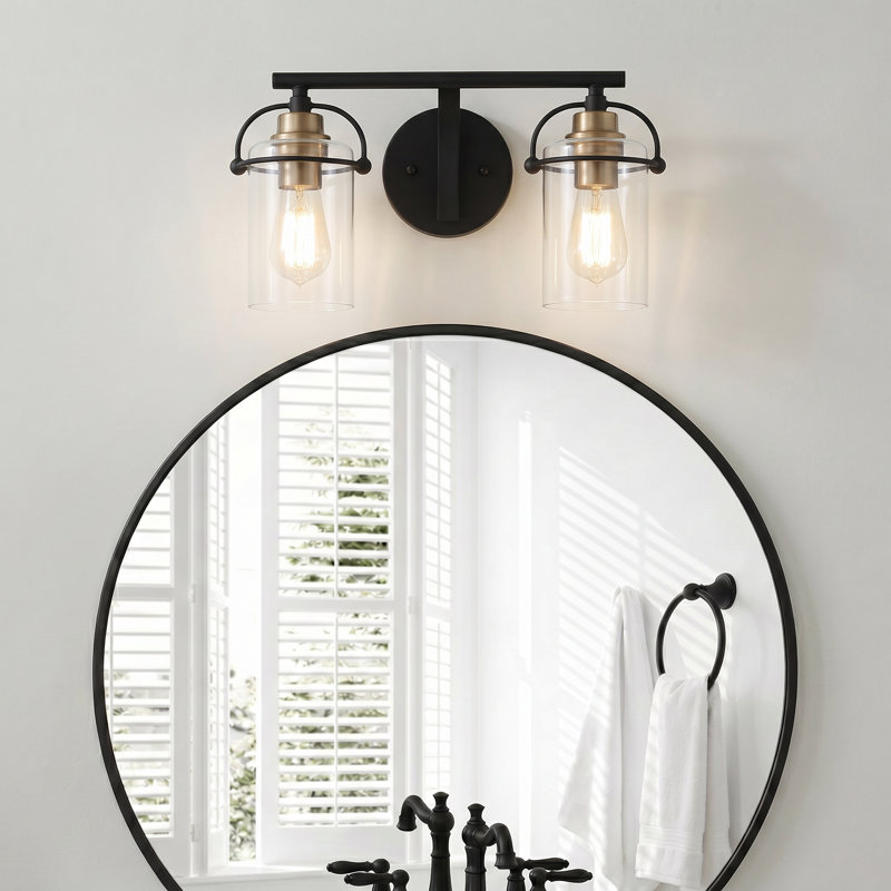Emerson 2-Light Matte Black Vanity Light, Matte Black