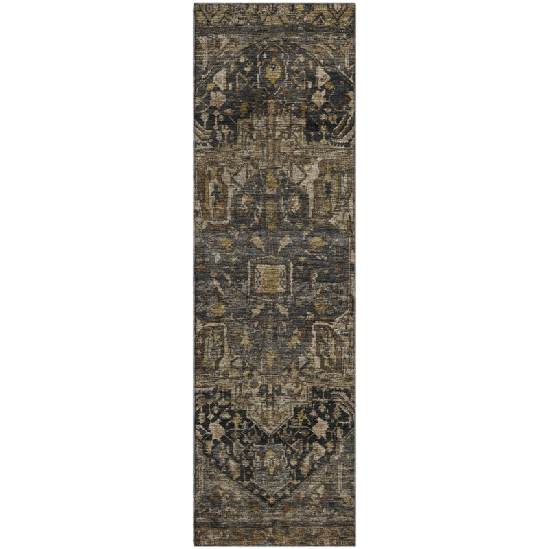 Premium Machine Washable Larock AMF1240 Medallion Rug, Runner 2'3" x 7'6"
