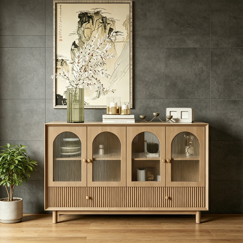 Buffet luxueux rétro de style chinois, 35.4" H x 55.1" W x 15.7" D