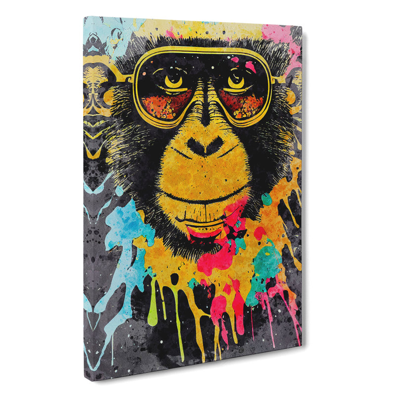Painted Monkey No.4 Abstract - Wrapped Canvas, 76cm H x 50cm W x 3cm D