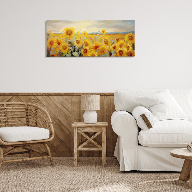 Art mural panoramique sur toile de tournesol par Ramona Murdock, H 17 po x l 40 po