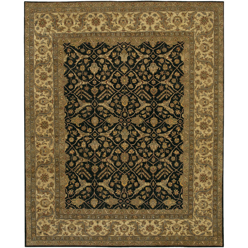 Tapis noir / brun / vert clair Gvidas, Rectangle 6 pi x 9 pi