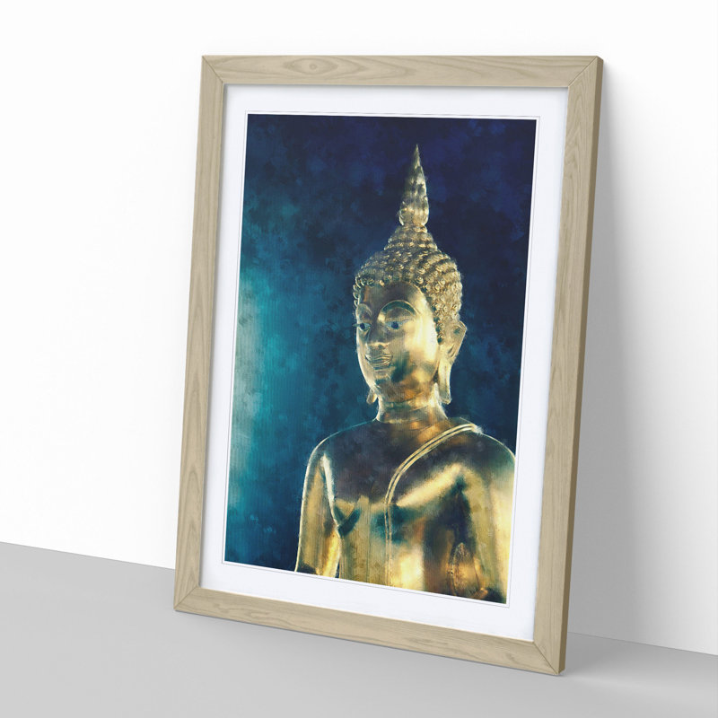 Buddha Statue Vol.6 - Picture Frame Painting, 48cm H x 36cm W x 2cm D, Oak