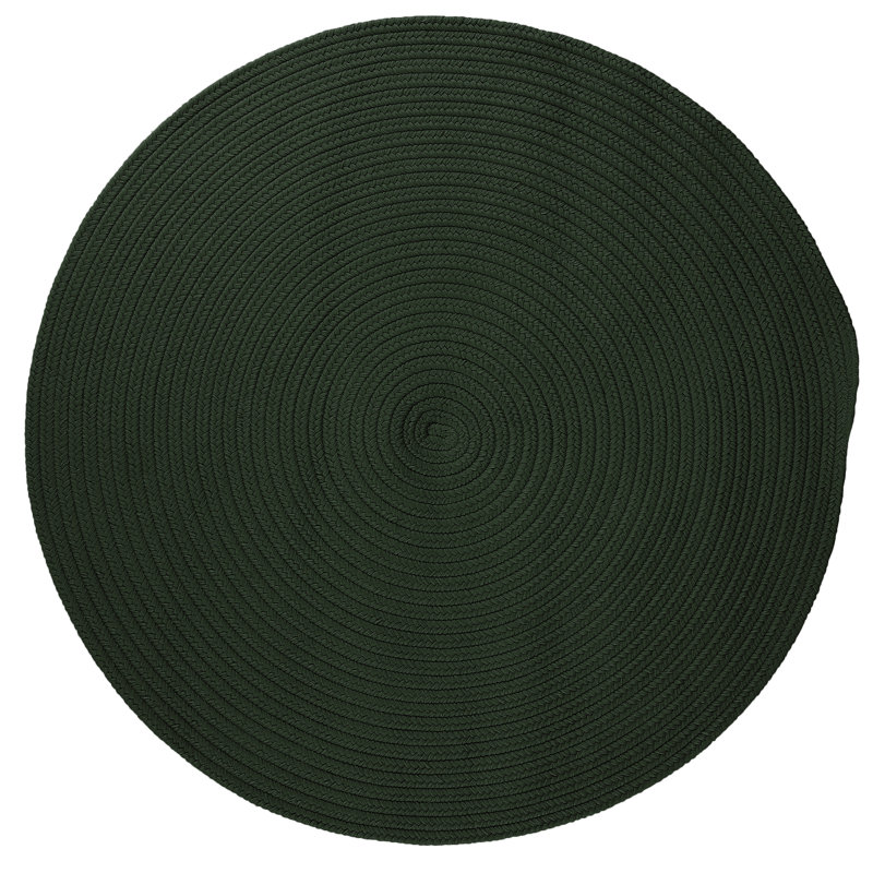 Tapis vert foncé réversible pour l'intérieur et l'extérieur Audryanna, Rond 10 pi