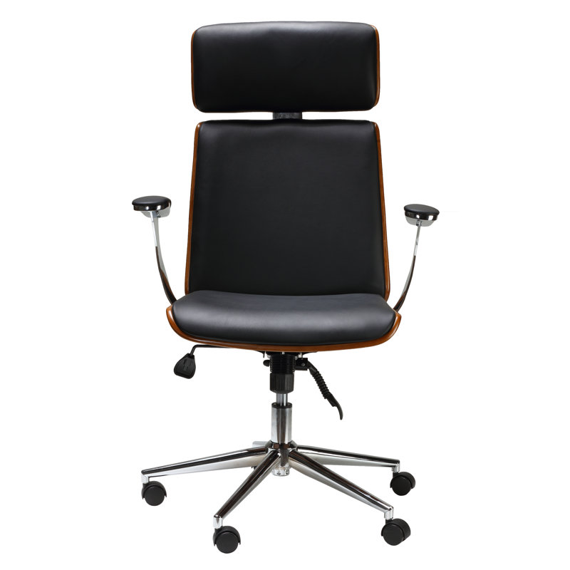 Chaise de travail en cuir véritable Iwan