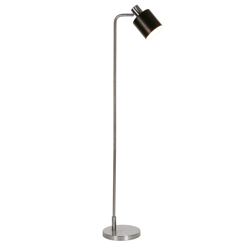 Khambrel 65" Tall Floor Lamp with Metal Shade in Nickel/Black, Nickel