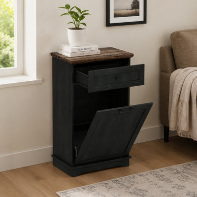Armoire à poubelle basculante de 10 gallons, poubelle de recyclage autoportante en bois avec tiroir dissimulé, support de poubelle résistant aux animaux domestiques pour la cuisine et le salon (poubelle non incluse)