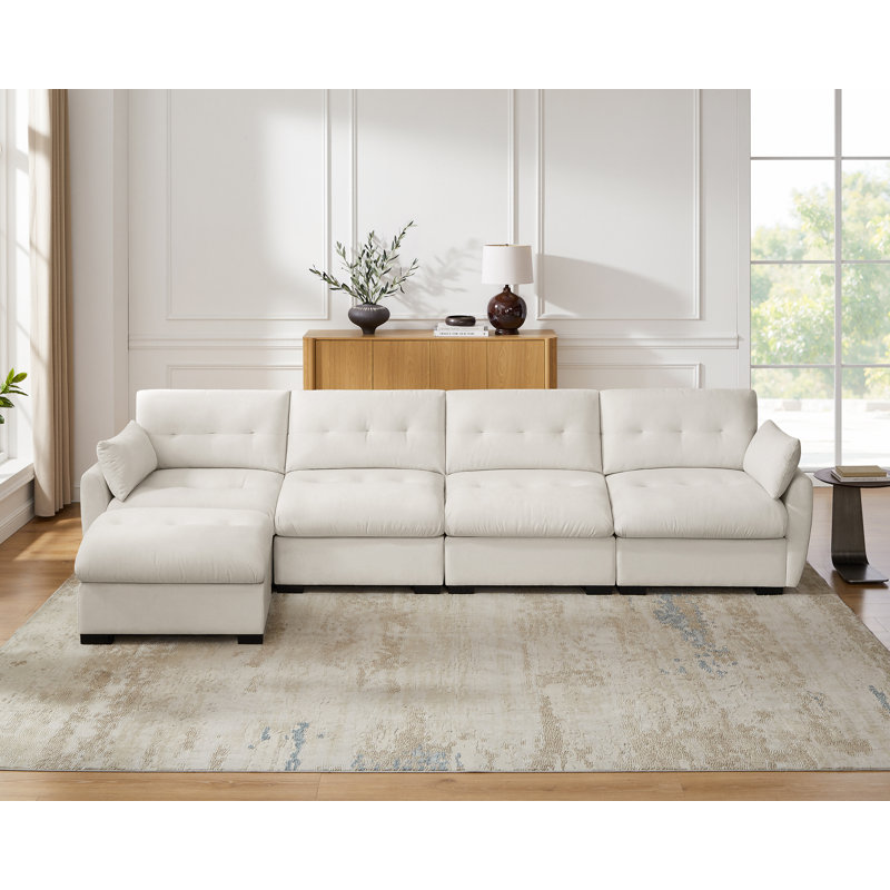 141.73'' Modular Upholstered Sectional Sofa, Beige