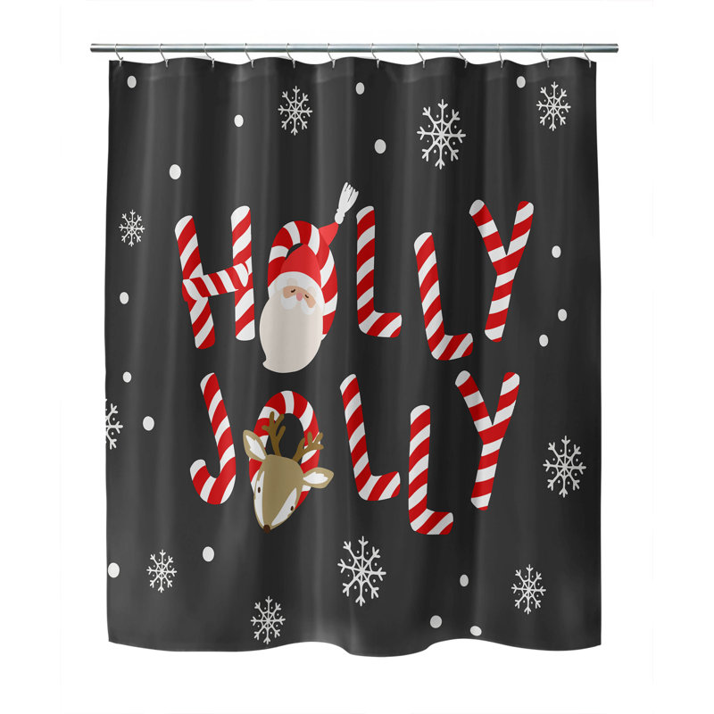 Rideau de douche Holly Jolly, Gris anthracite