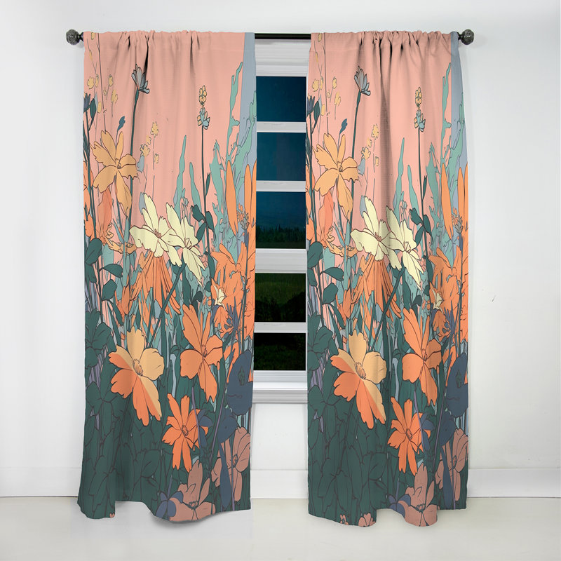 Daisy 90S Vibes II - Rideau Daisy - Rideau occultant à motif floral - 1 panneau, L 52 po x L 108 po
