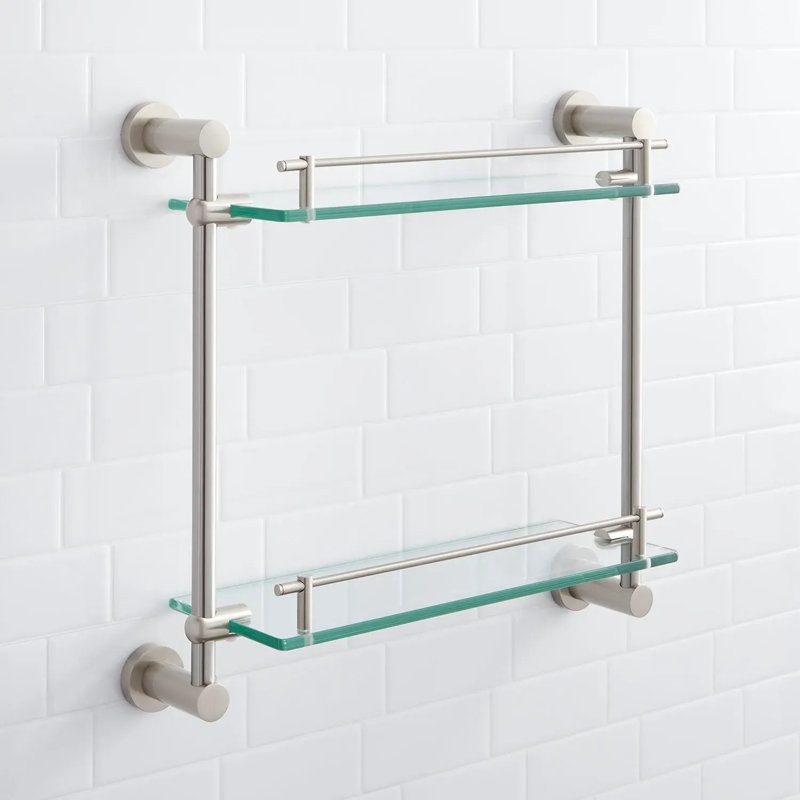 Tablette décorative à deux niveaux 17 po Ceeley, Nickel brossé
