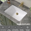 Lavabo de salle de bain encastré en porcelaine vitreuse rectangulaire en céramique avec trop-plein 21 po L x 14,75 po