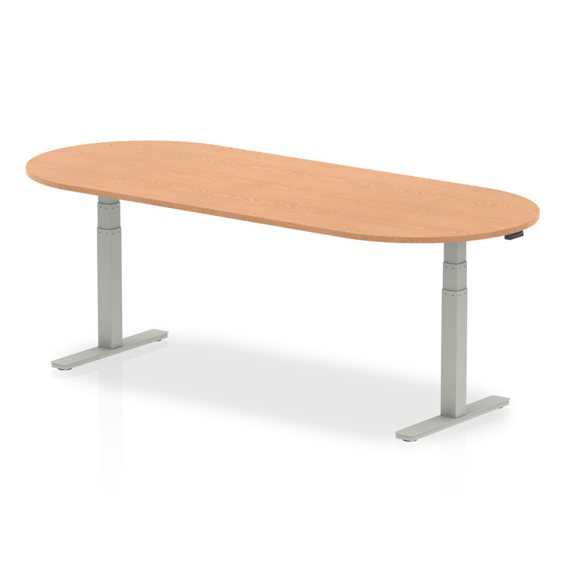 Impulse Oval Conference Table, Silver, 131cm H x 180cm W x 100cm D, Oak