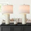 Lampe de table contemporaine en céramique 23 po avec abat-jour en lin, design minimaliste moderne-537236324