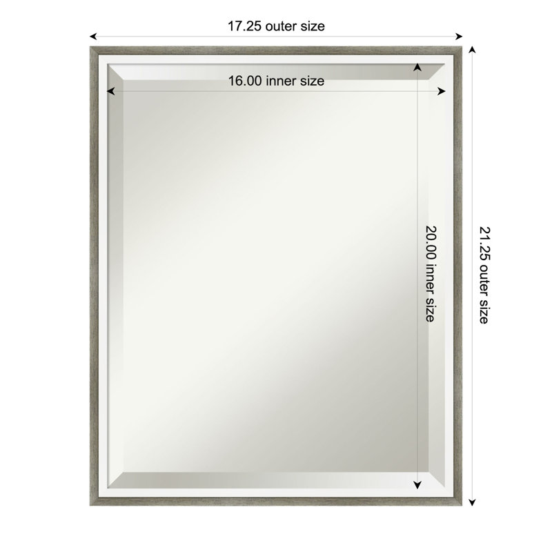 Mettawa Solid Wood Frame Mirror, 21.25" x 17.25", Satin White/Silver