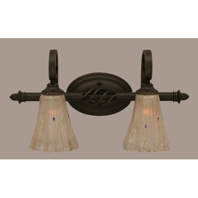 Eleganté 2 Light Bath Bar Shown In Dark Granite Finish With 5.5" Fluted Glass