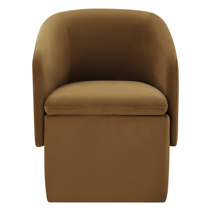 Chaise de salle à manger rembourrée avec roulettes Temara, Velours performance ocre Soren